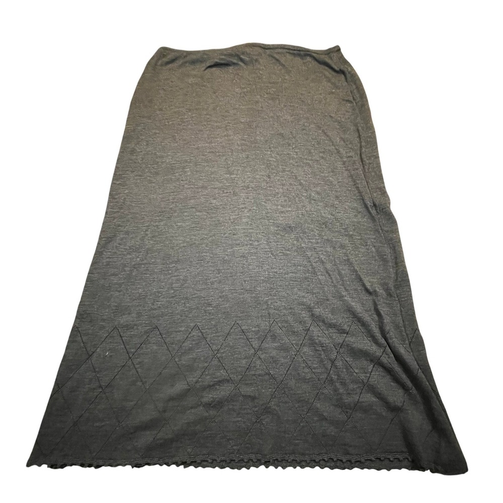 NEW J Jill Gray Knit Midi Skirt Womens XL Elastic Waist Diamond Pattern